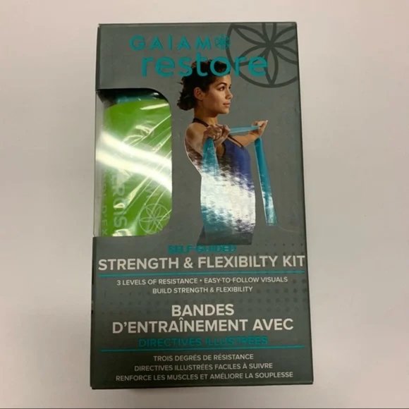 Gaiam Restore Strength Flexibility Resistance Band Kit Set 3 Levels Resistance - Picture 7 of 8